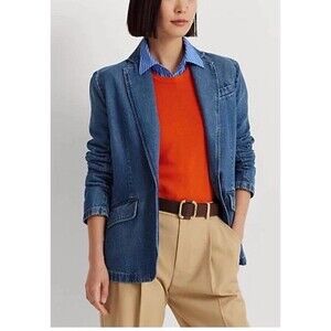Lauren Ralph Lauren Black Label Women’s 8P Denim Blazer Single Breasted Career